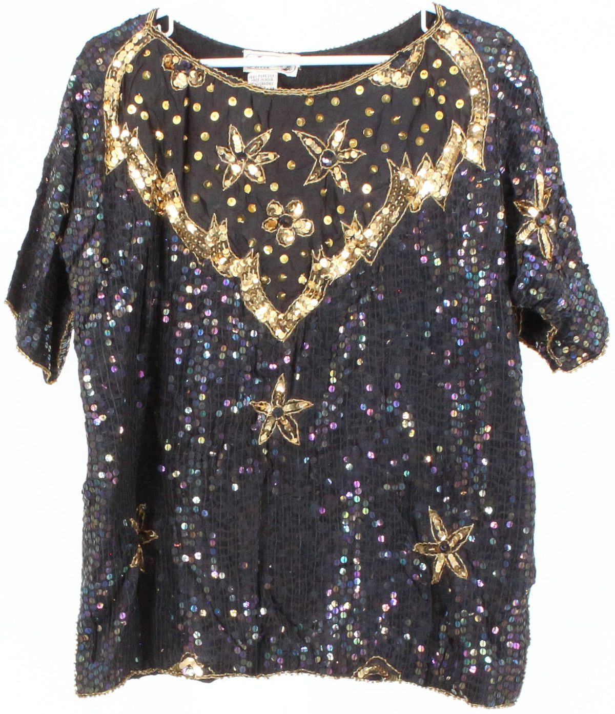 Jasmine Black and Gold Sequins Top