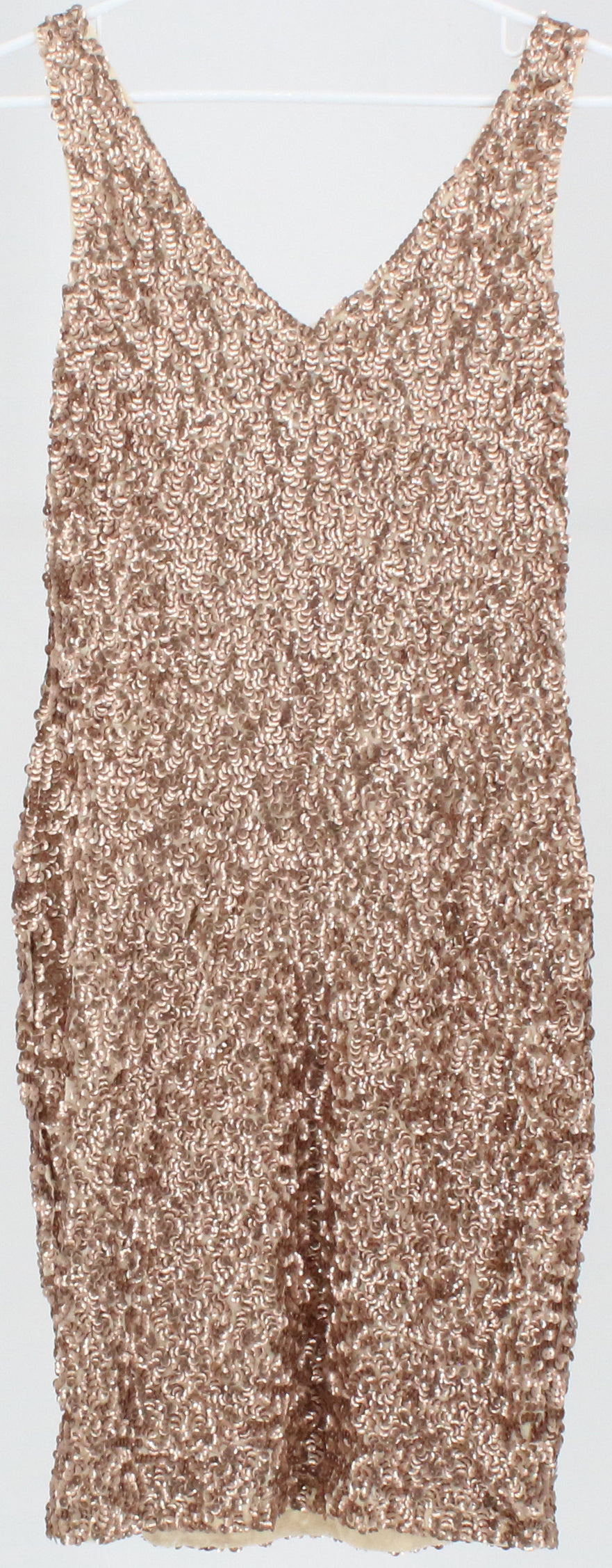 Pretty Guide Beige Sequins Sleeveless Bodycon Dress