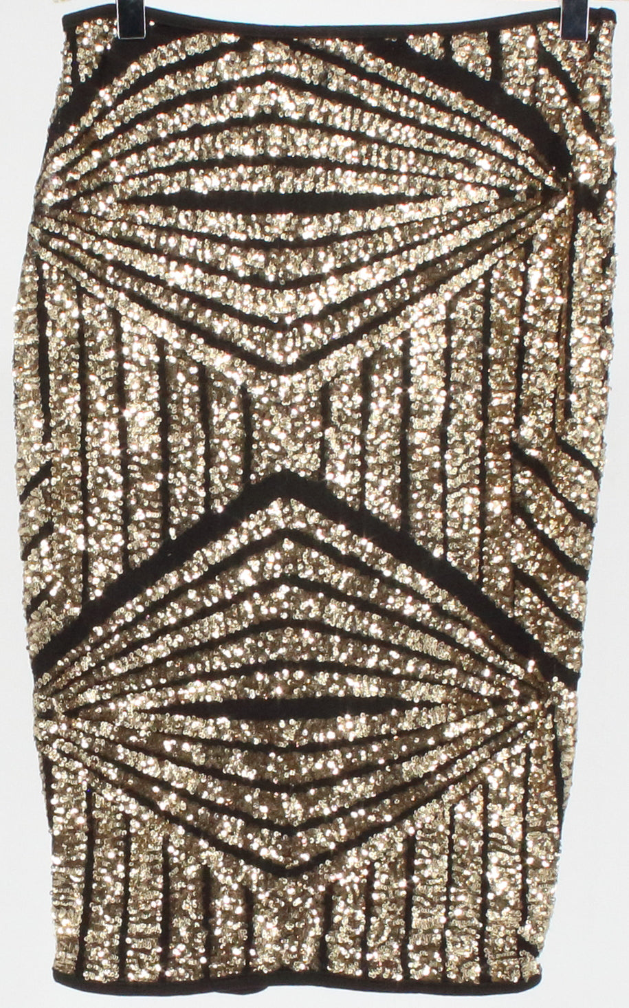 Windsor Gold and Black Sequins Skirt