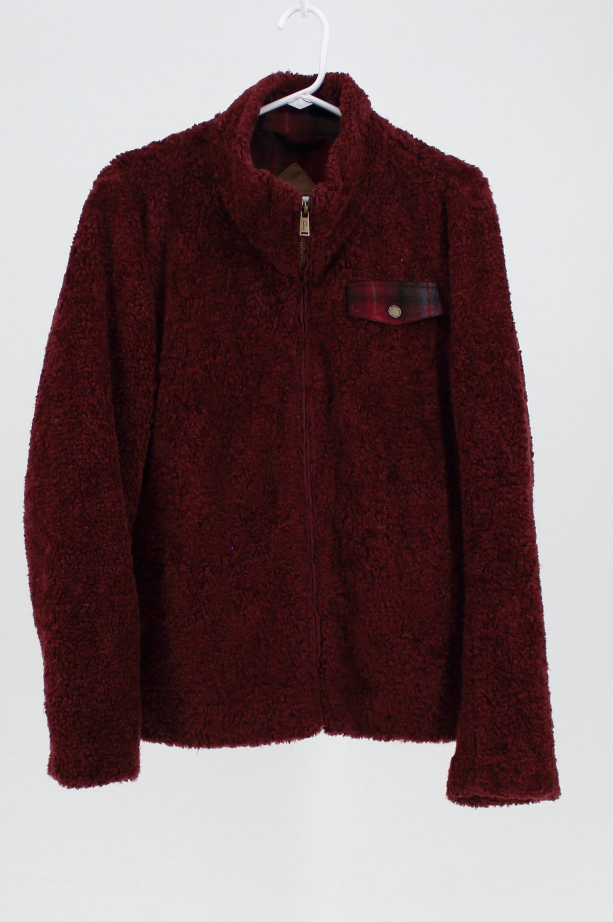 Pendleton Maroon Sherpa Style Zip-Up Sweater