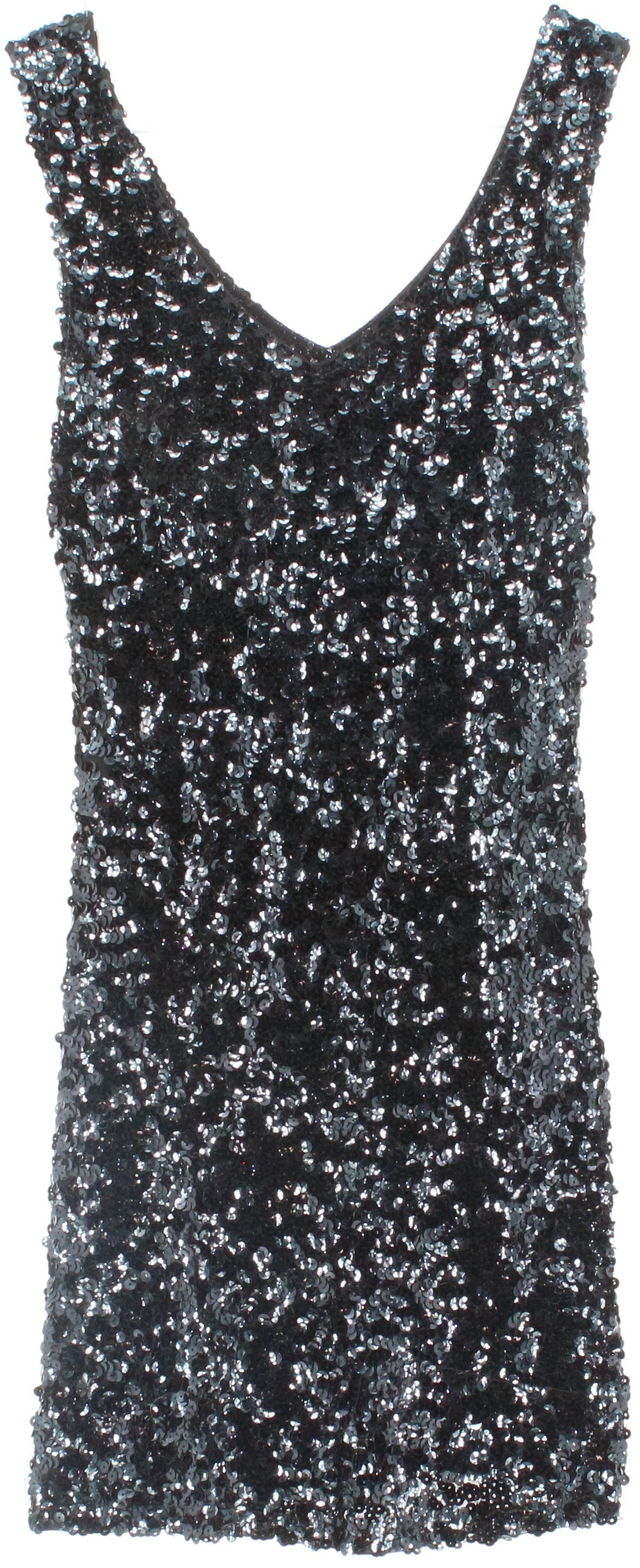 Amber Blue Black Sequins V Neck Dress