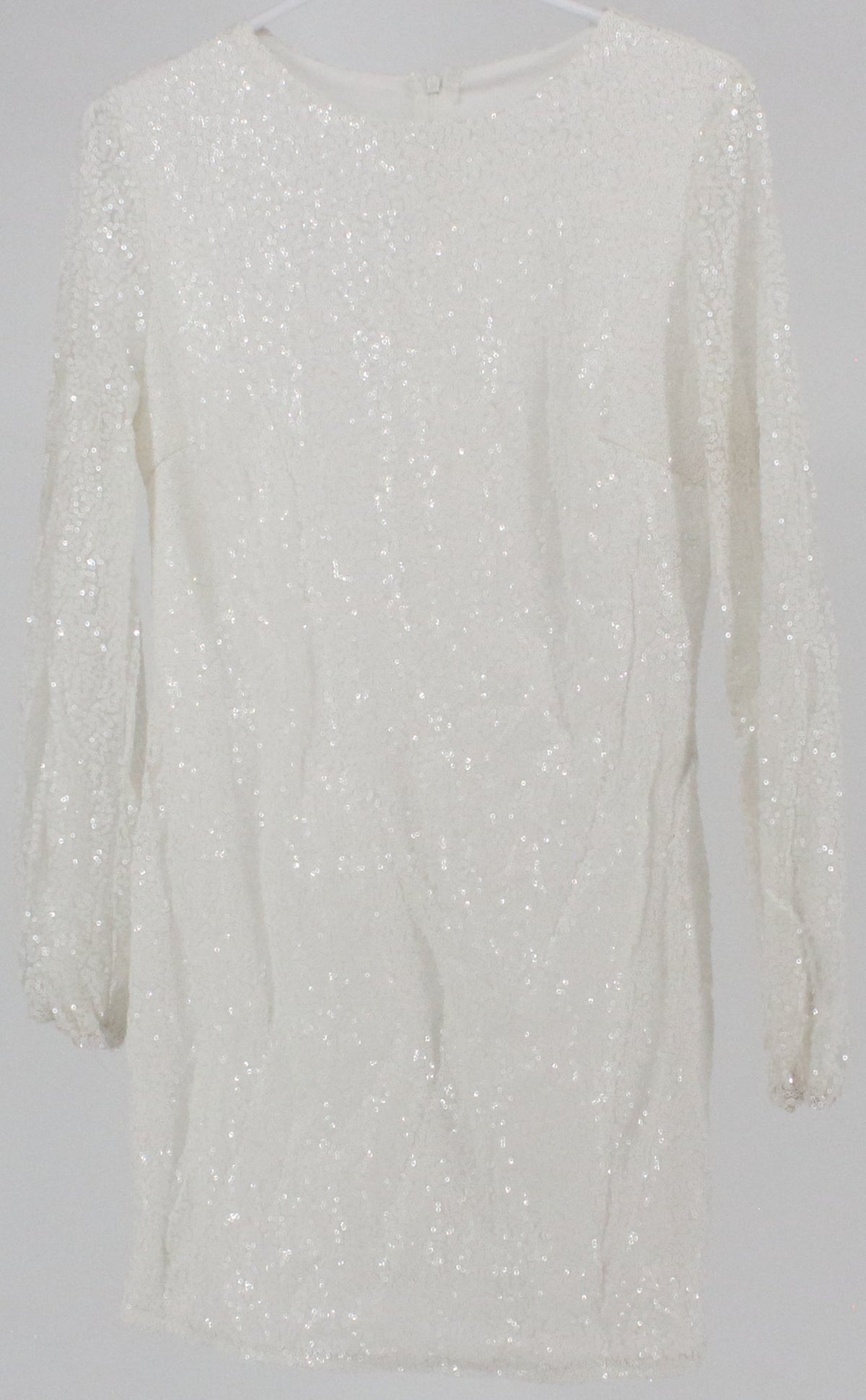 White Long Sleeve Sequins Dress