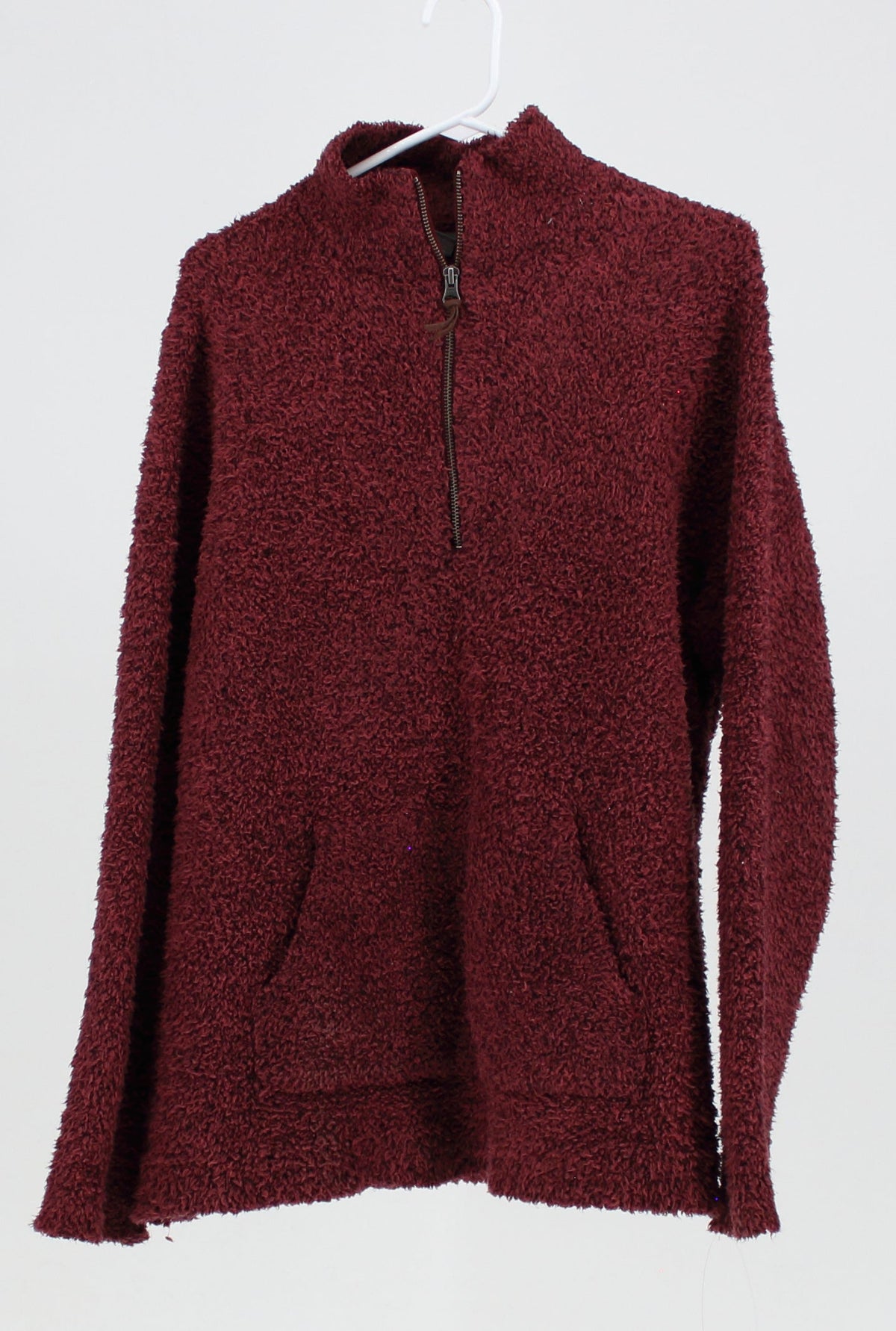 Natural Reflections Burgundy Fleece Mid-Zip Sweater