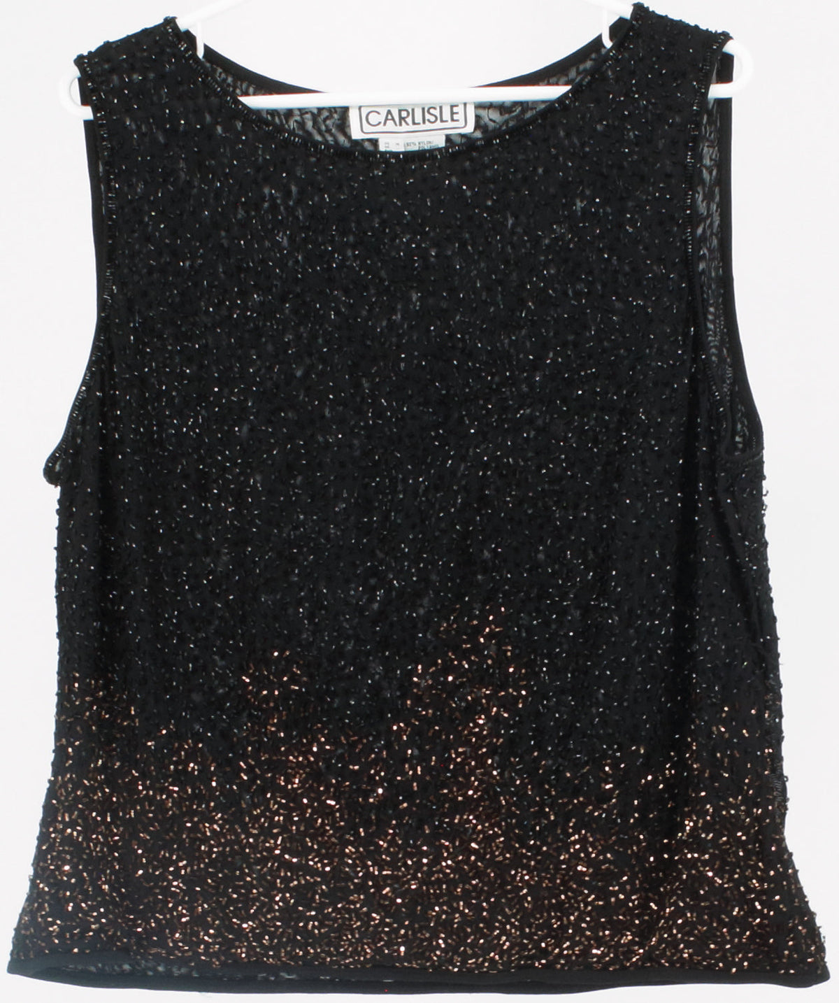 Carlisle Black and Gold Embroidered Sleeveless Top