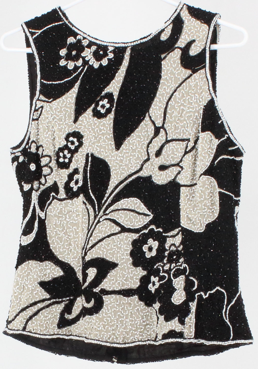 Paradise NY Black and White Sleeveless Embroidered Top