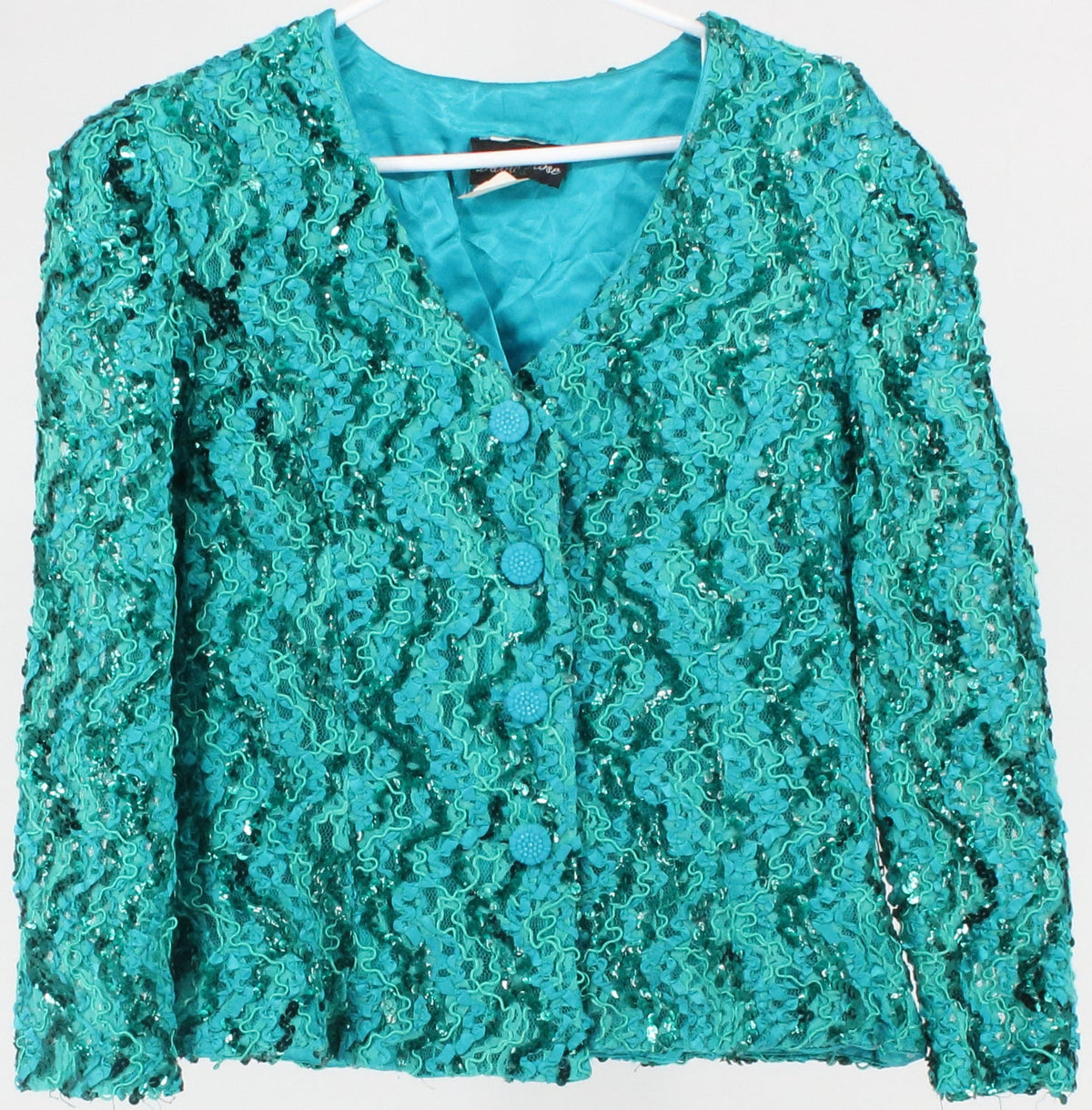 David Rose Turquoise and Green Sequins Lace Jacket