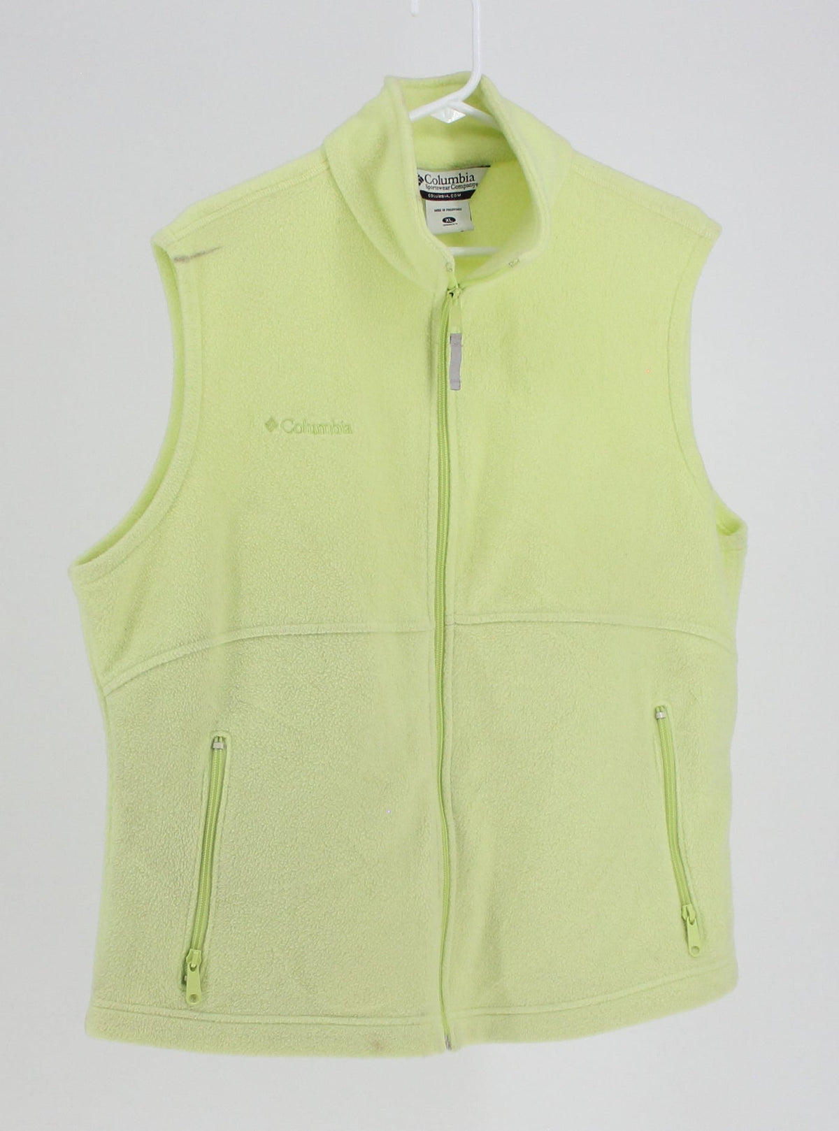 Columbia Neon Yellow Fleece Zip-Up Vest