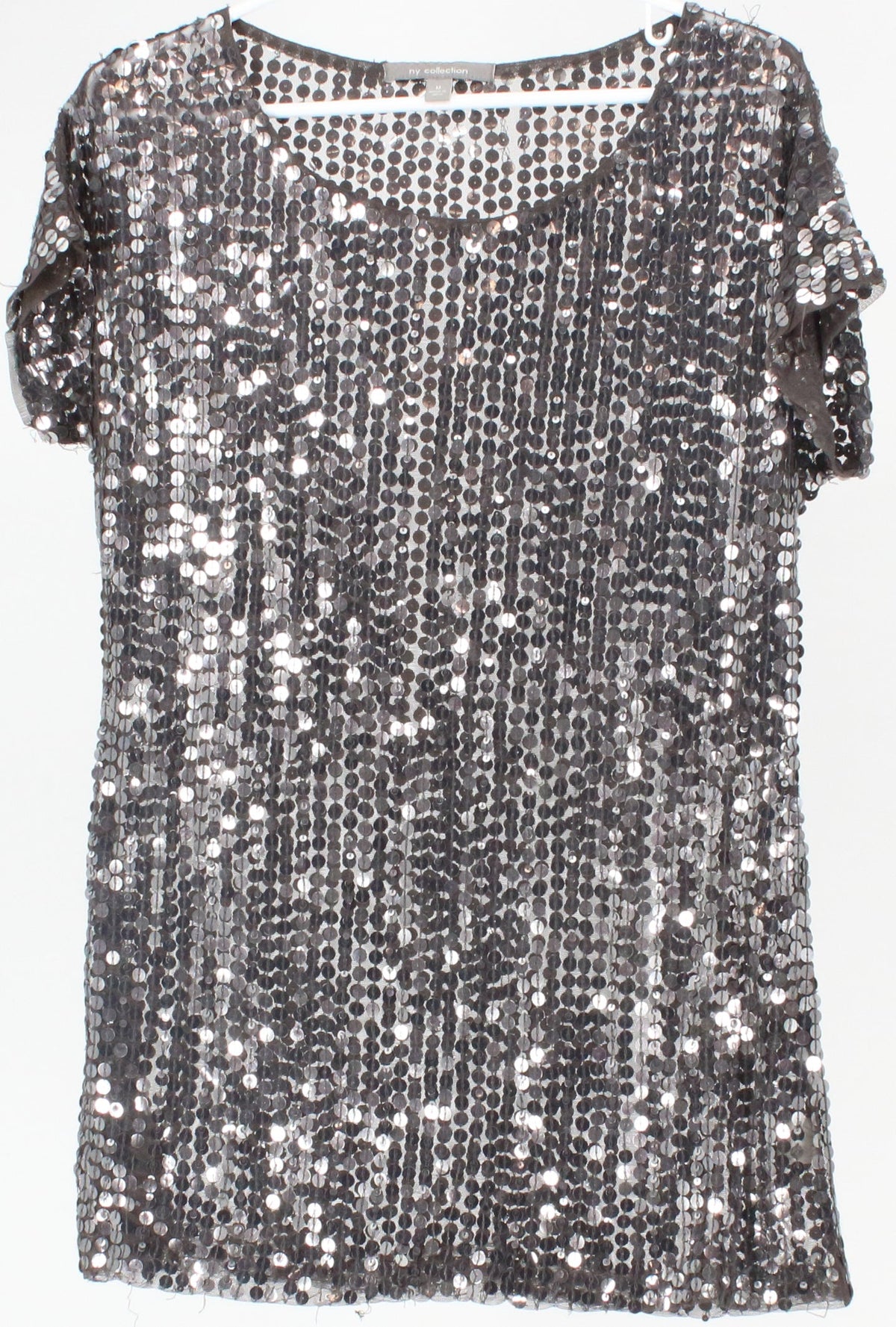 NY Collection Silver Sequins Top