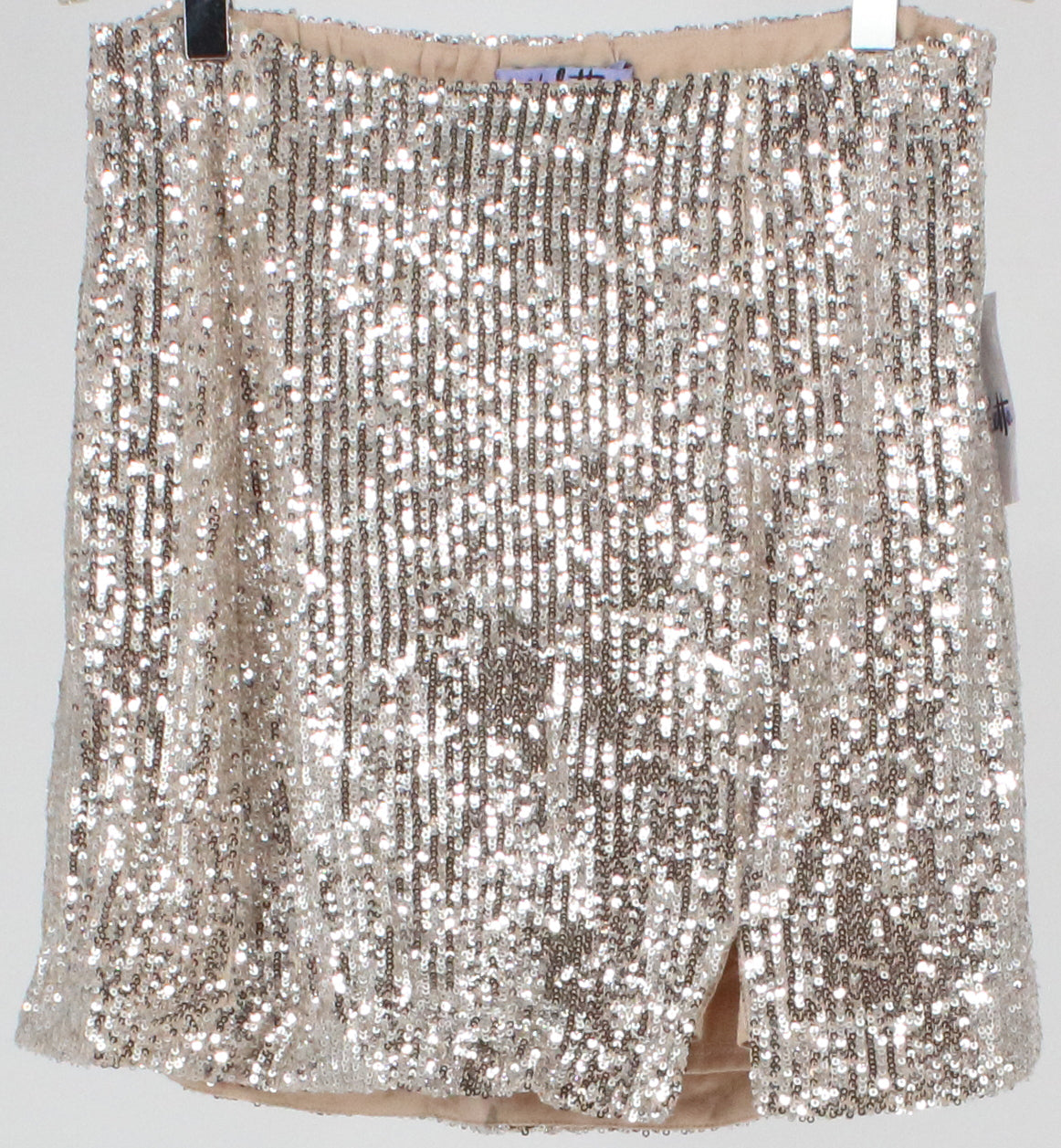 Vylette Silver and Beige Sequins Skirt