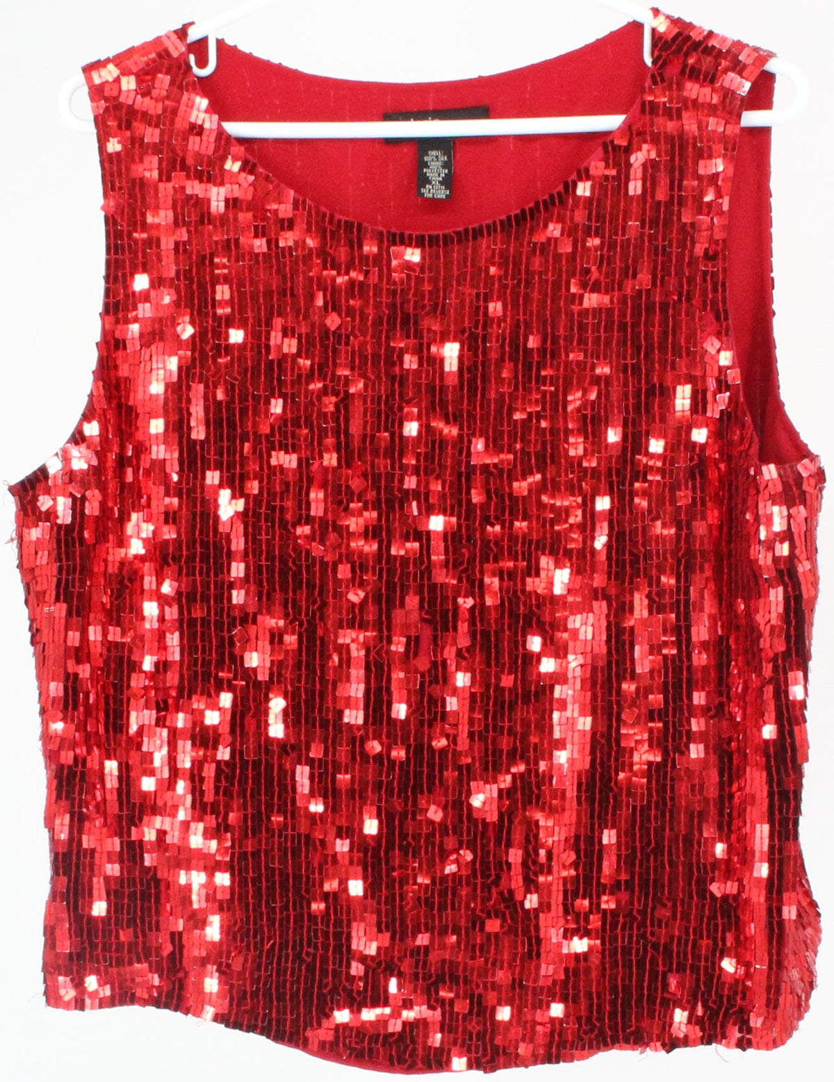 Valerie Red Sleeveless Sequins Tank Top