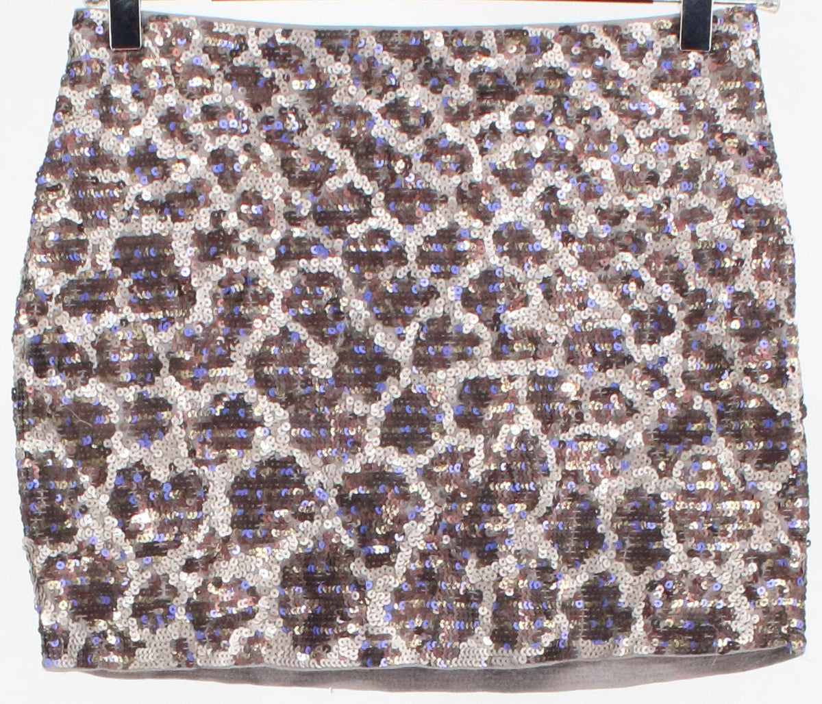 Silver Brown and Purple Sequins Mini Skirt
