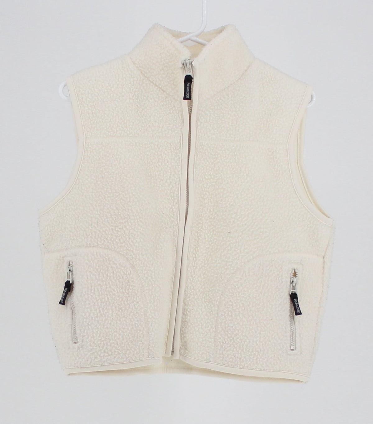 Energie Polar 2000 White Cropped Sherpa Style Zip-Up Vest