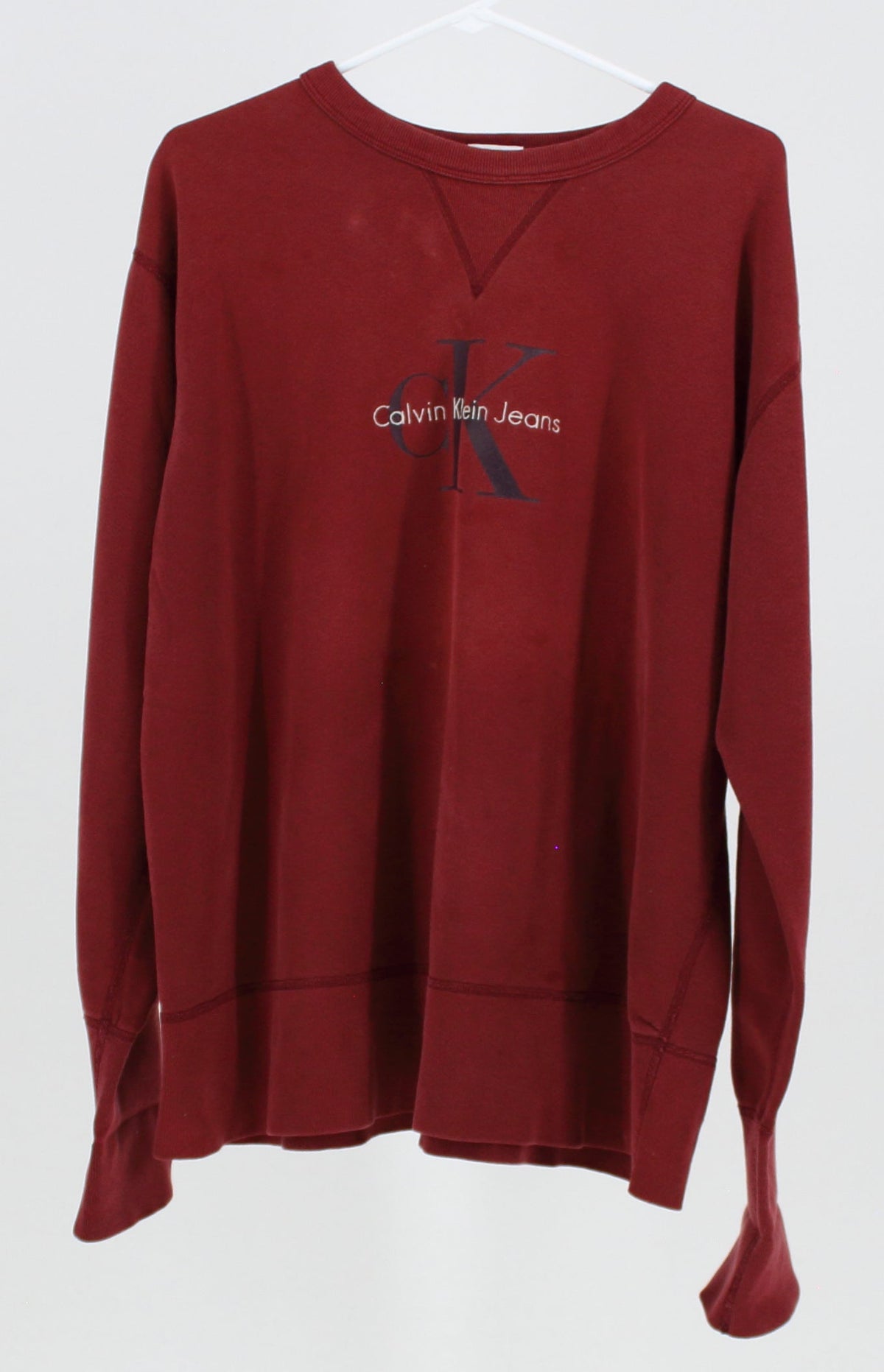 Calvin Klein Jeans Maroon Logo Pull Over Crew Neck