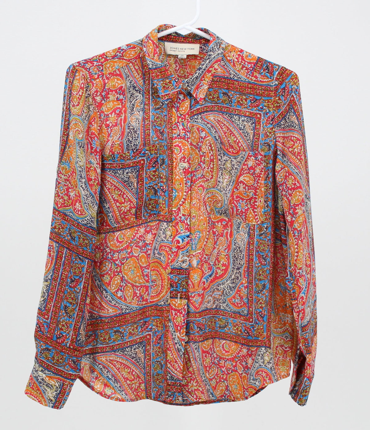 Jones New York Paisley Patterned Long sleeve Button-Up Blouse