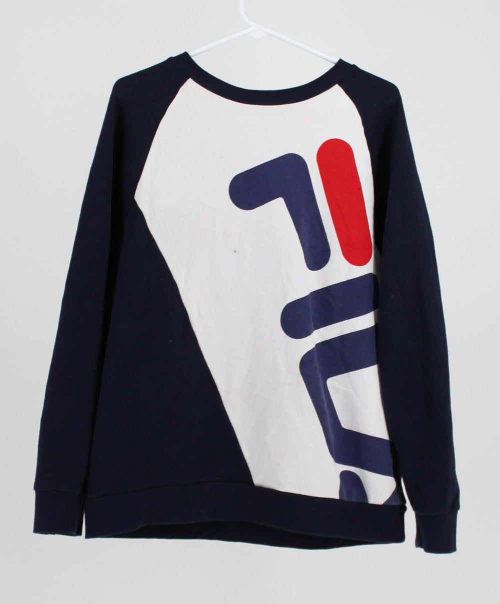 Fila Navy Blue Logo Print Crewneck