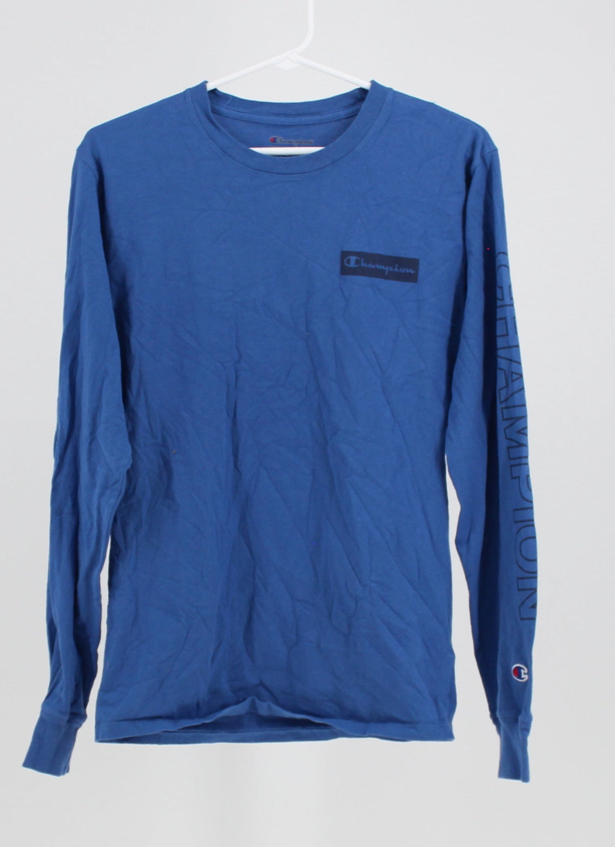Champion Blue Long sleeve Shirt with Logo on Sleeve