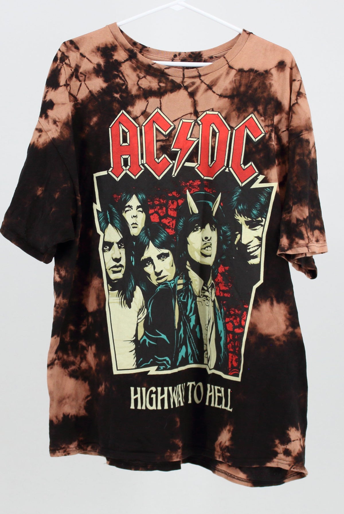 ACDC Bleach Washed Tie Dye Band Tee