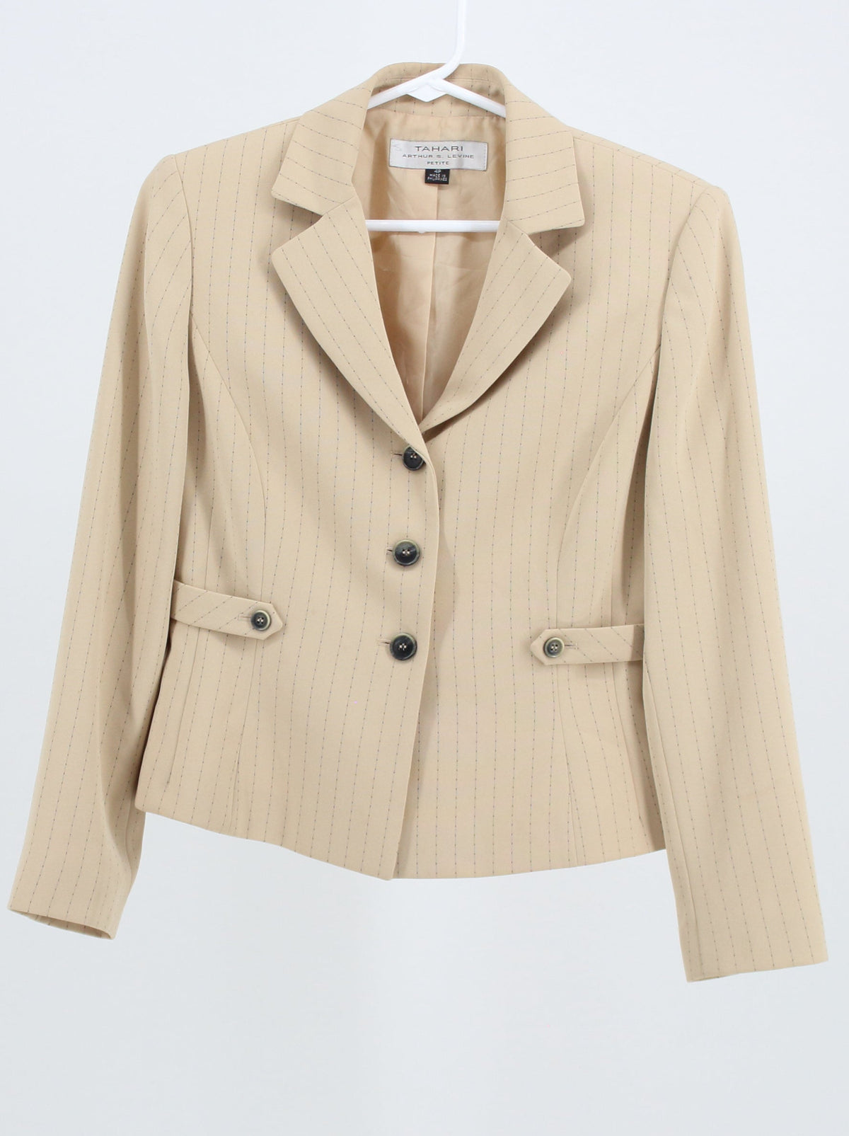 Tahari Arthur S Levine Cream and Black Striped Blazer