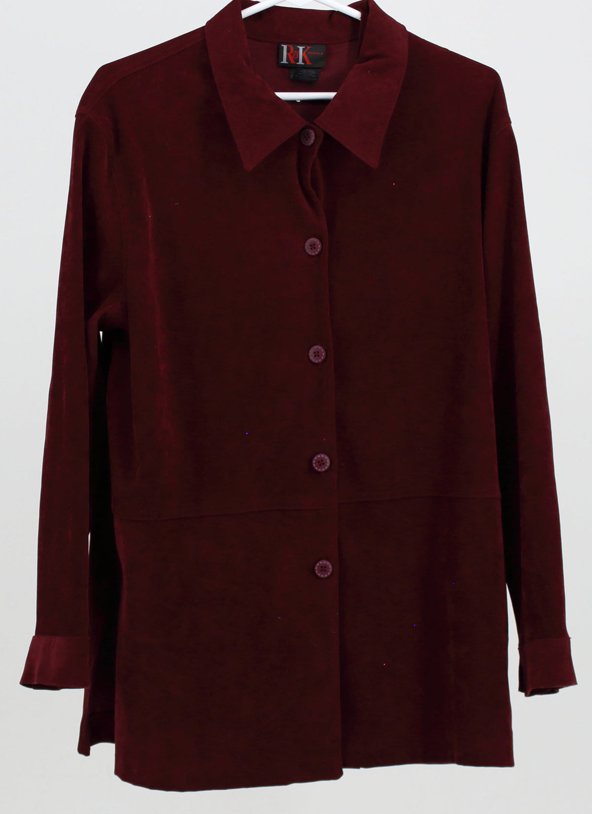 R&K Originals Maroon Suede Button Up Shirt