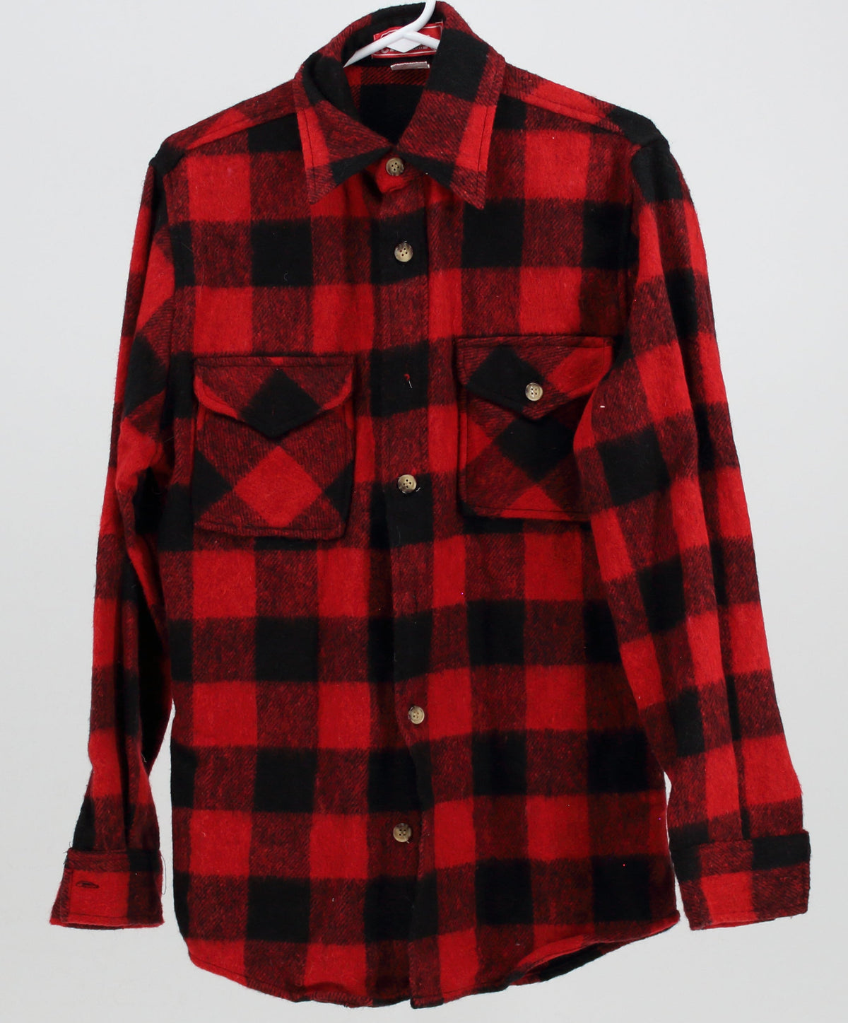 Coleman Red and Black Plaid Wool Button Up Shacket