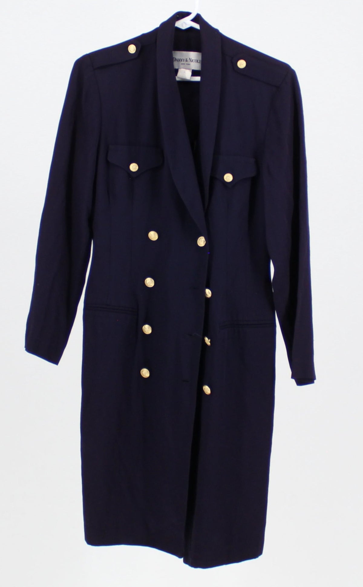 Dani and Nicole Navy Blue Button-Up Long Trench Coat