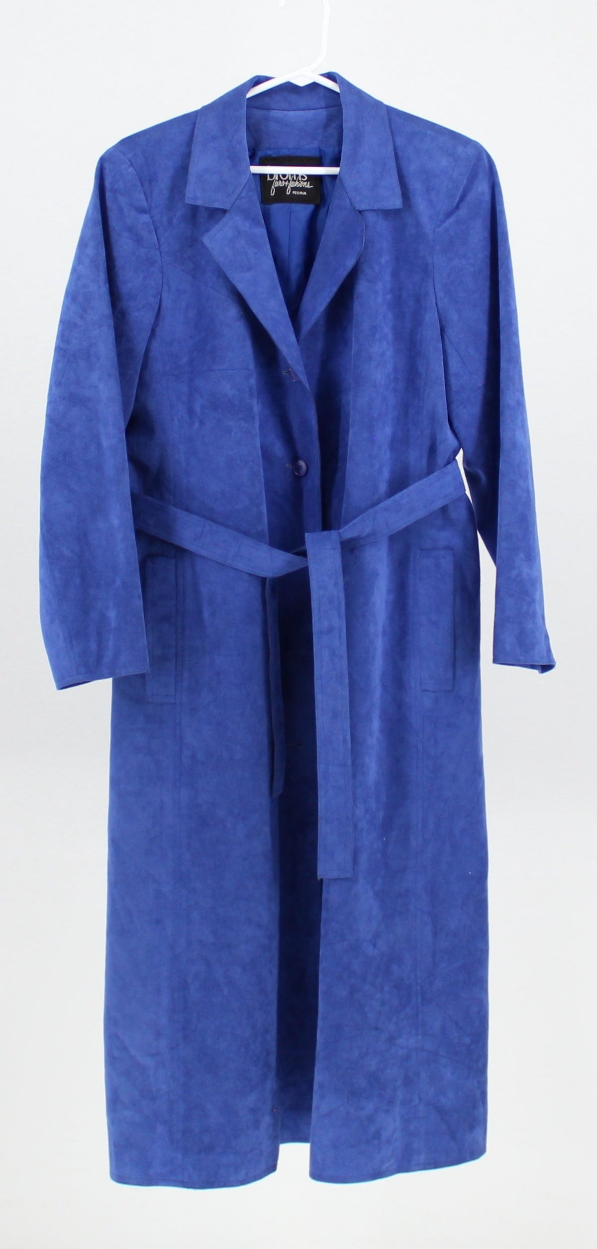 Broms First Fashion Long Blue Suede Trench Coat