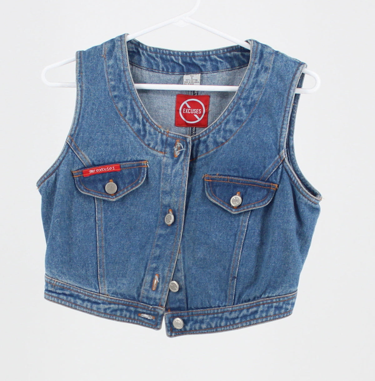 Excuses Medium to Dark Wash Denim Vest