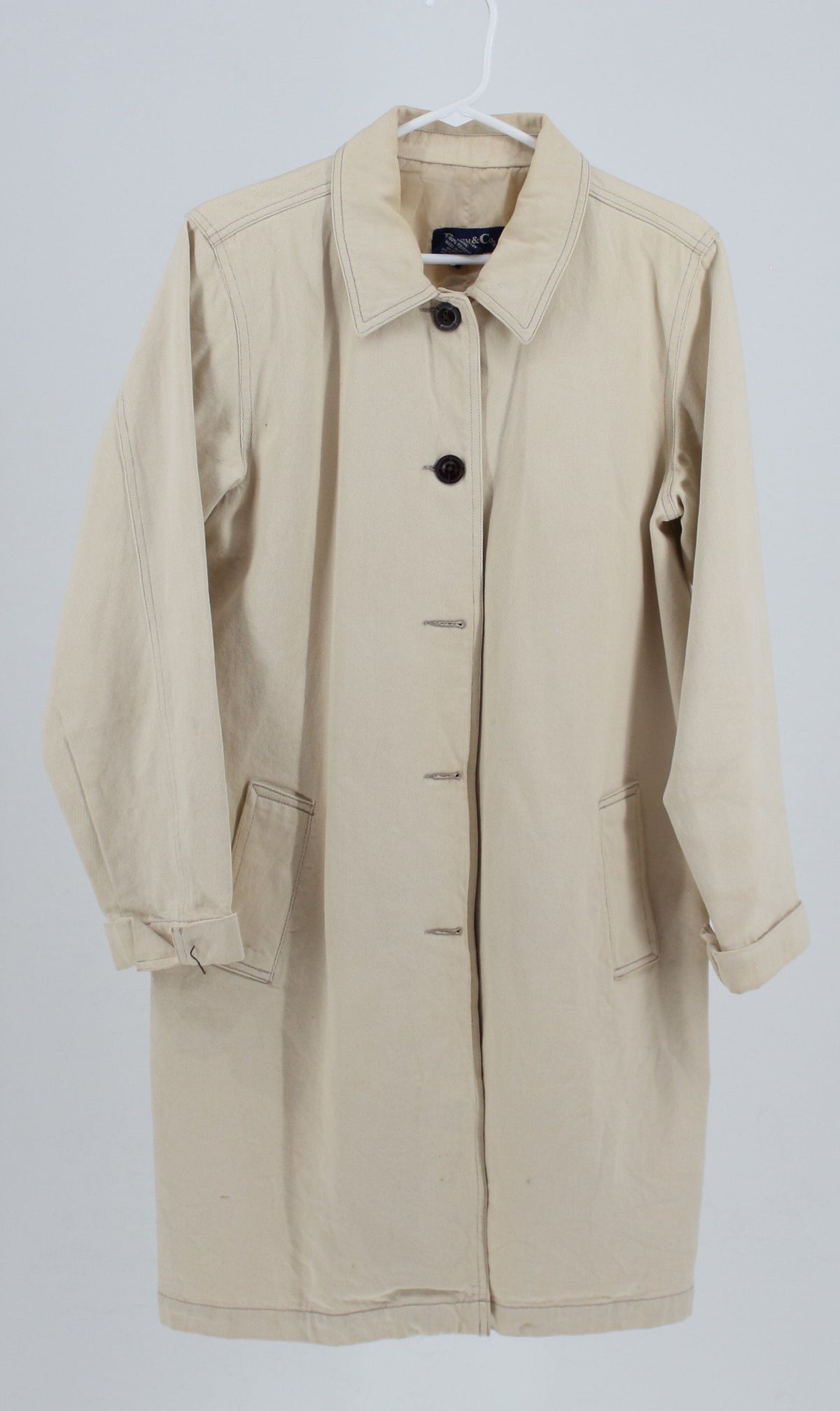 Denim & Co 100% Polyester Beige Denim Long Jacket