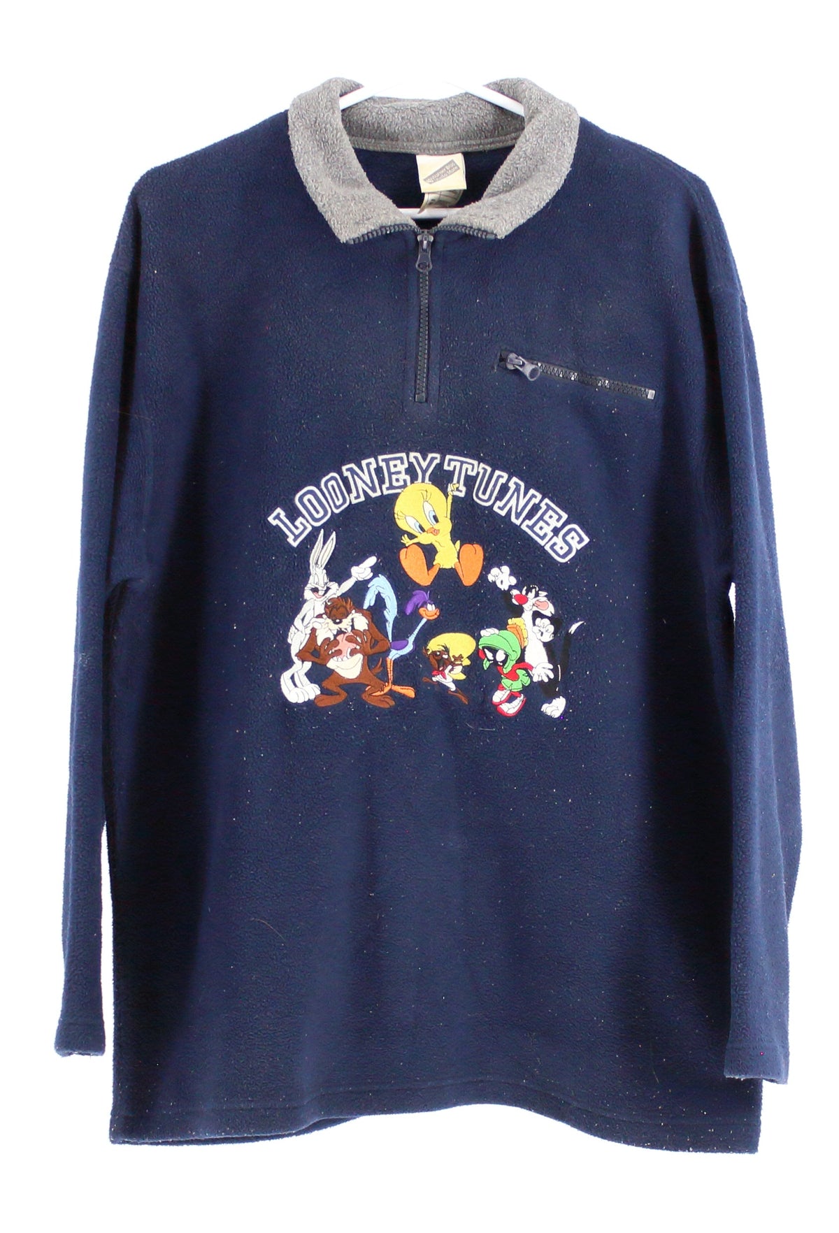 Looney Toons Navy Blue Fleece Zip Up Sweater