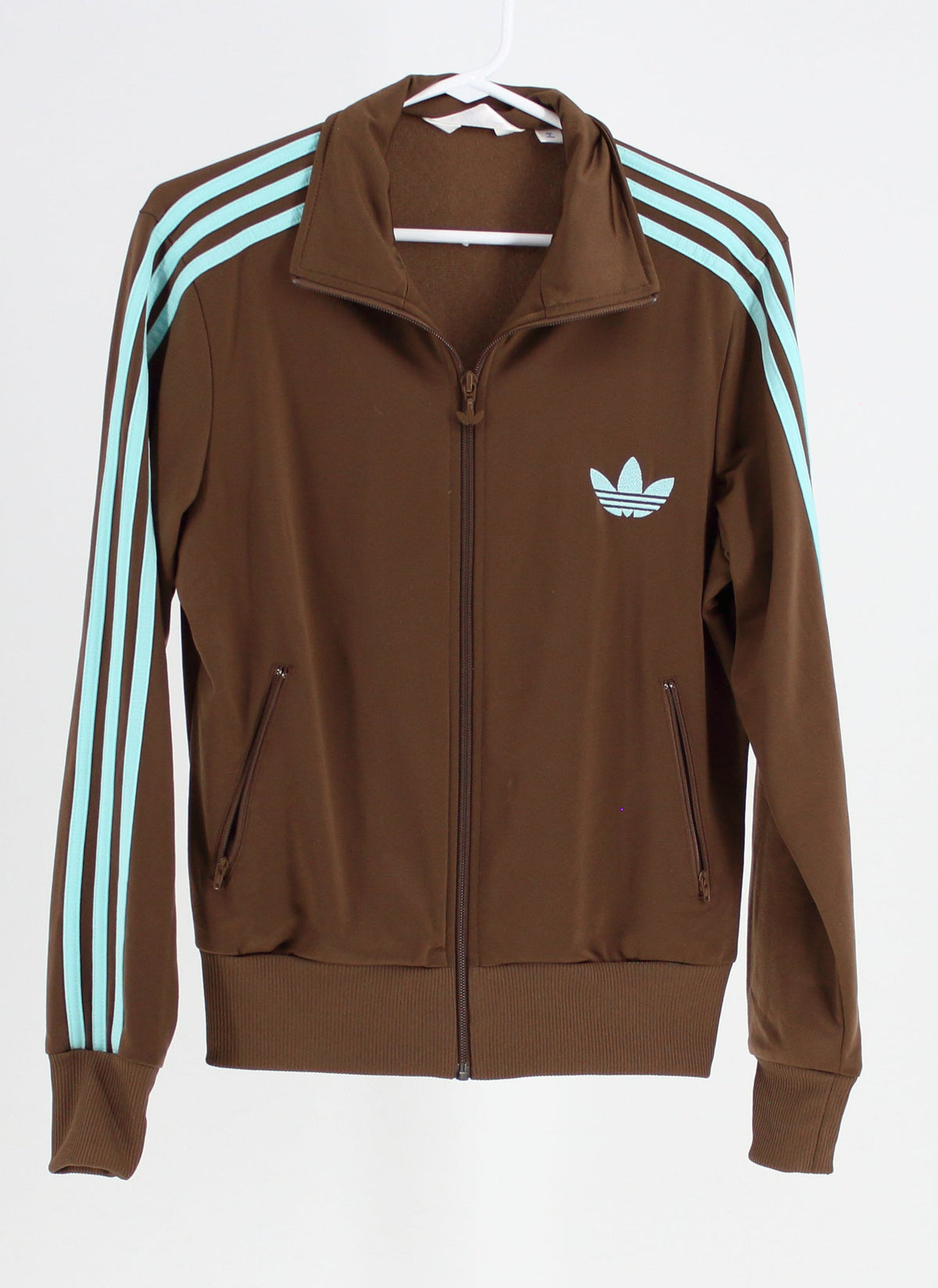 Adidas Brown and Teal Zip Athletic Jacket