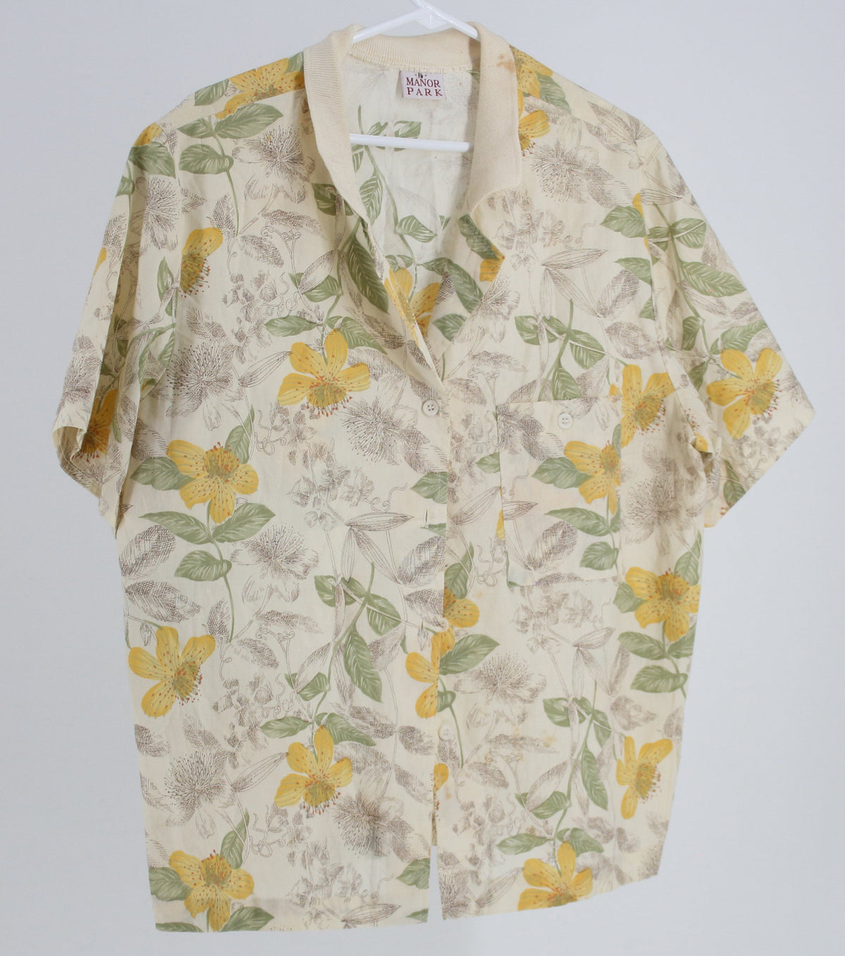 Manor Park Cream Tropical Print Shirt