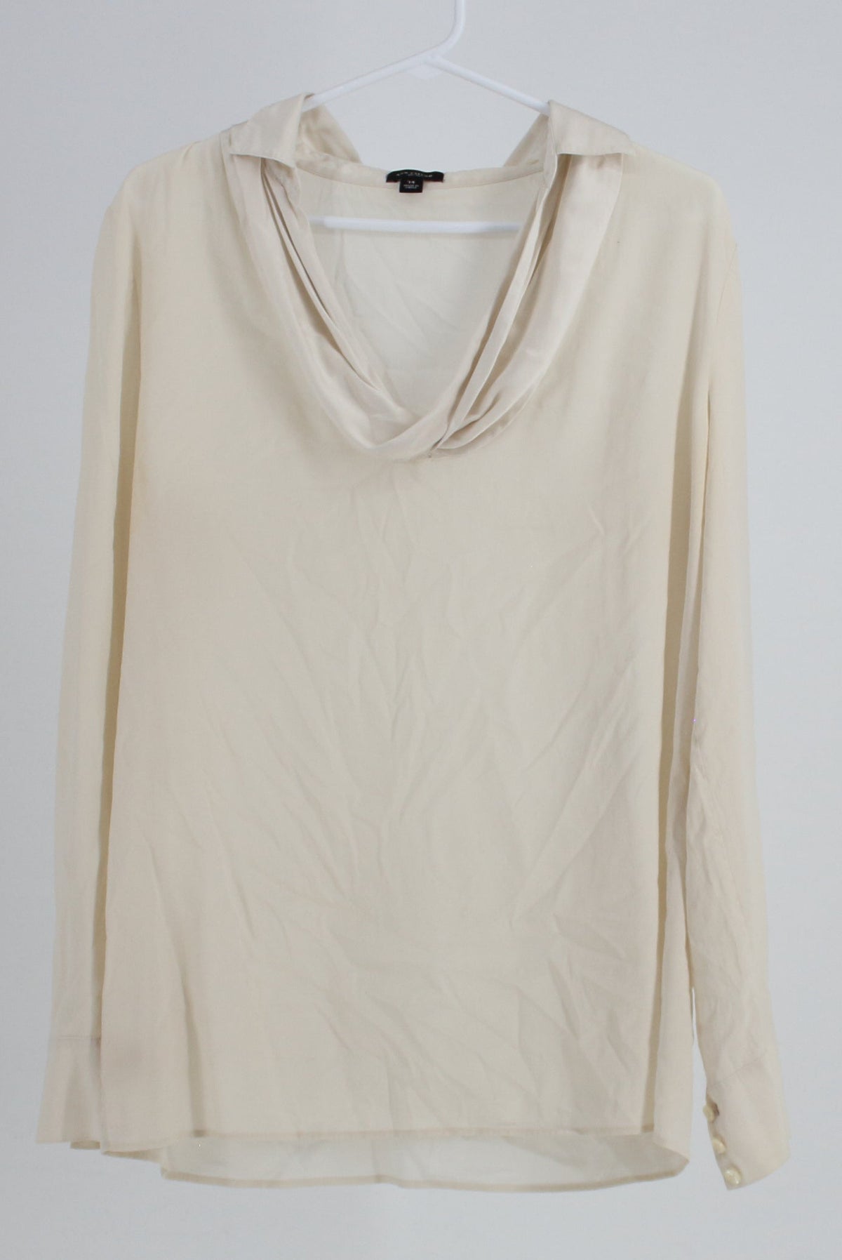 Ann Taylor Cream Silk Top with Drapping Neck