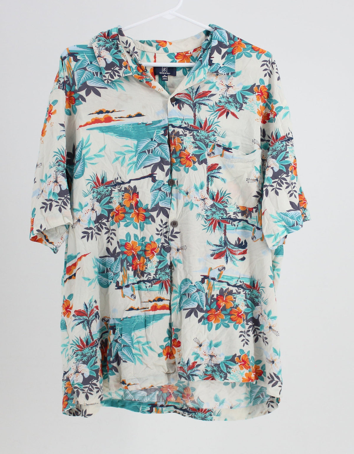 George Tropical Print Button-Up Shirt