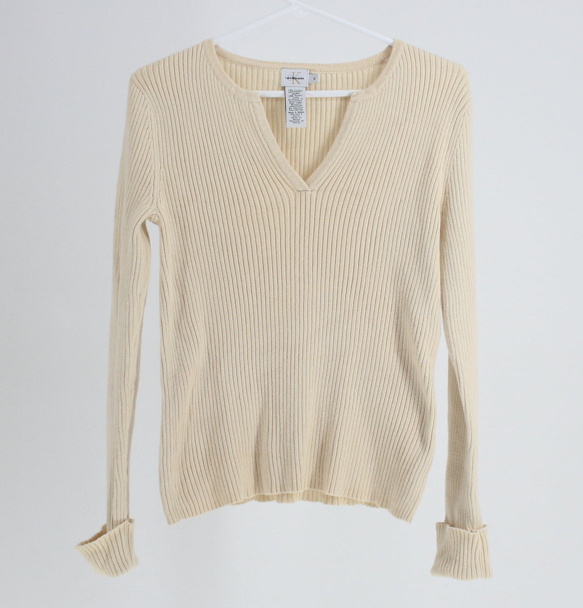 Calvin Klein Cream Ribbed Sweater
