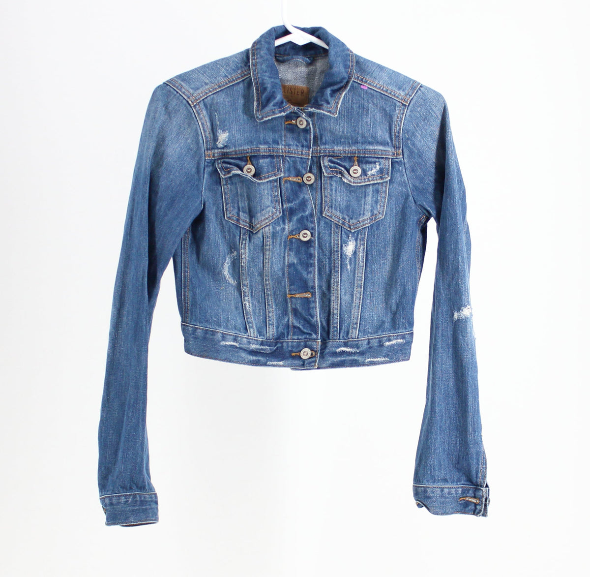 Hollister Distressed Dark Washed Denim Jacket