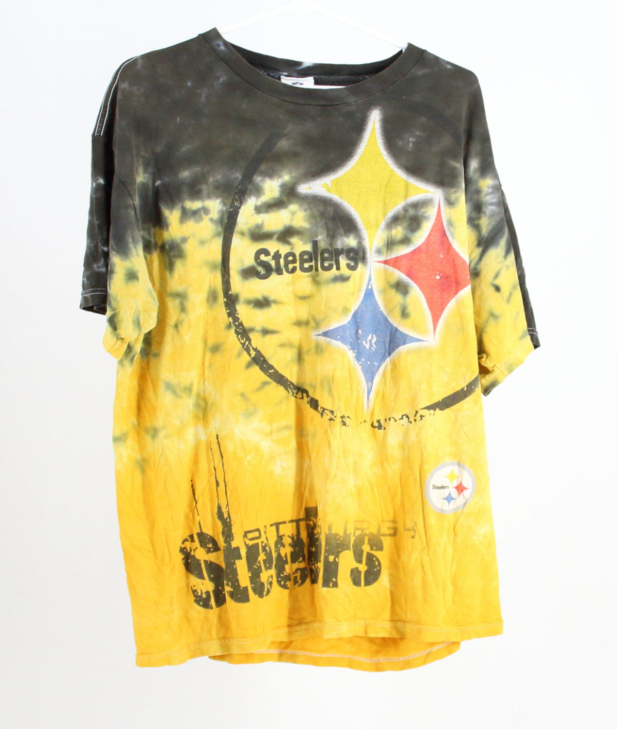 NFL Team Apparel Steelers Black And Yellow Tie Dye Logo Shirt