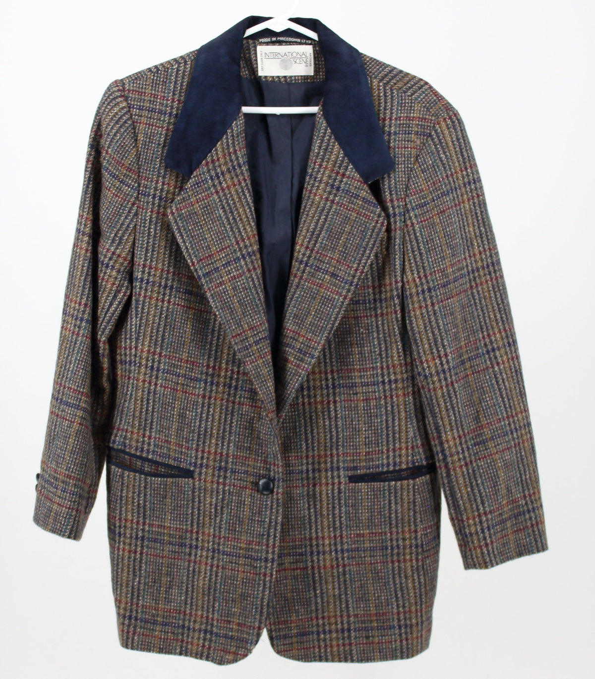 International Scene Plaid Pattern Blazer