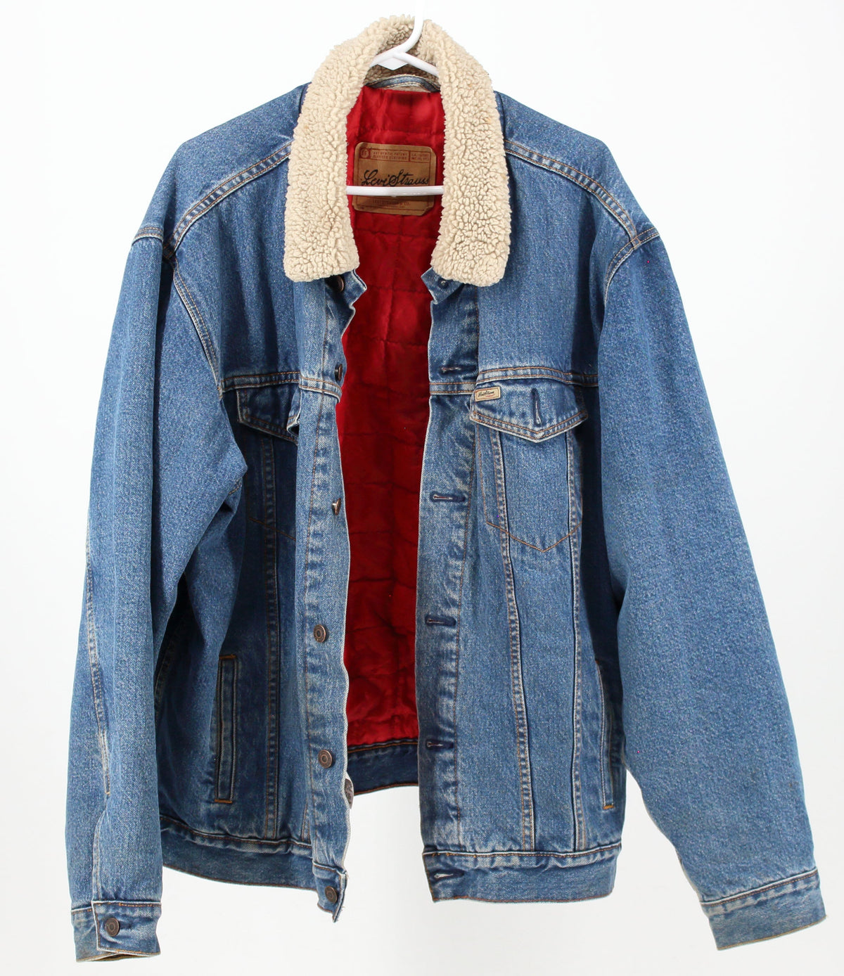 Levi Strauss Dark Wash Denim Jacket with Red Lining