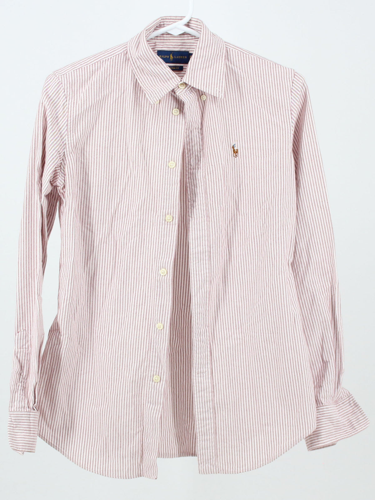 Ralph Lauren Pink and White Striped Button Up Shirt