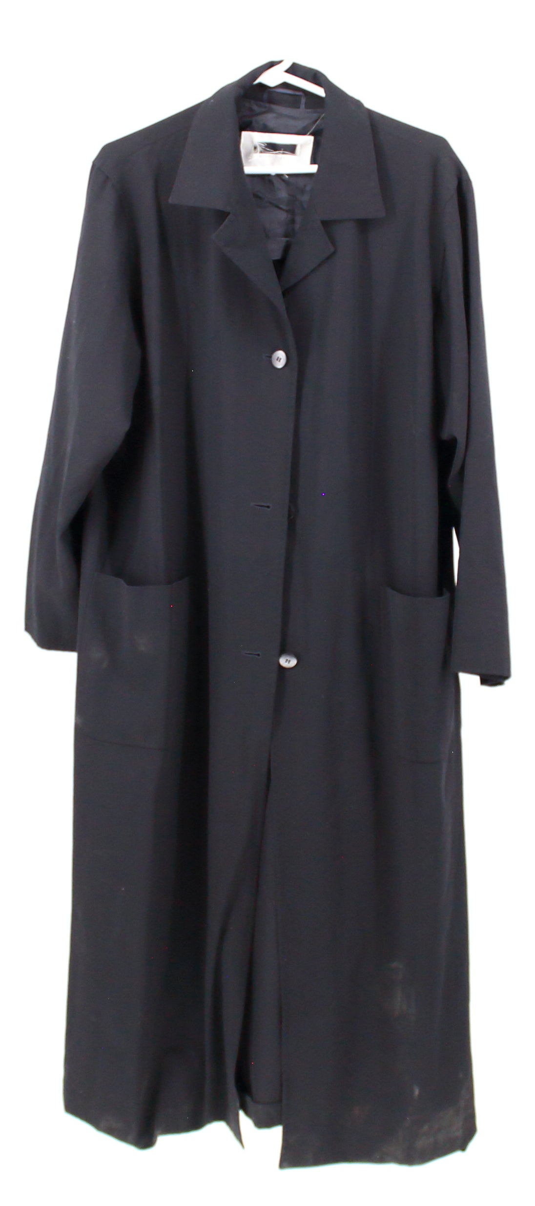 Long Black Button-Up Trench Coat