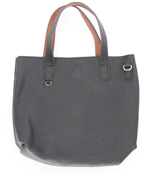 Black Leather Purse with Tan Accents