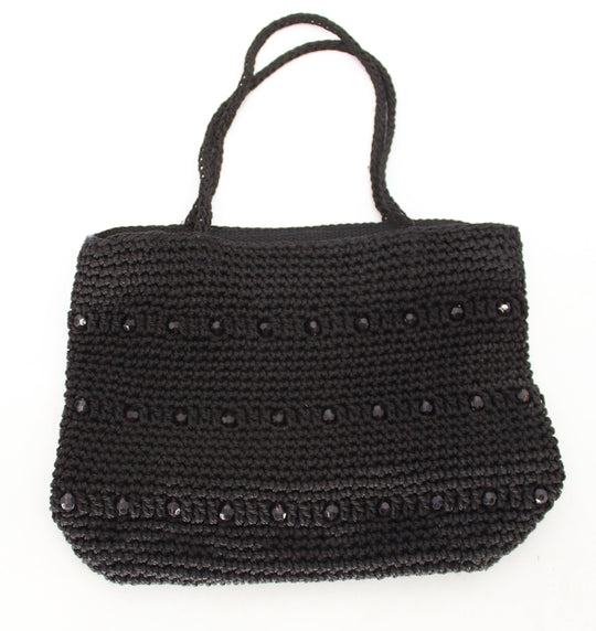 Black Crochet and Beaded Handbag