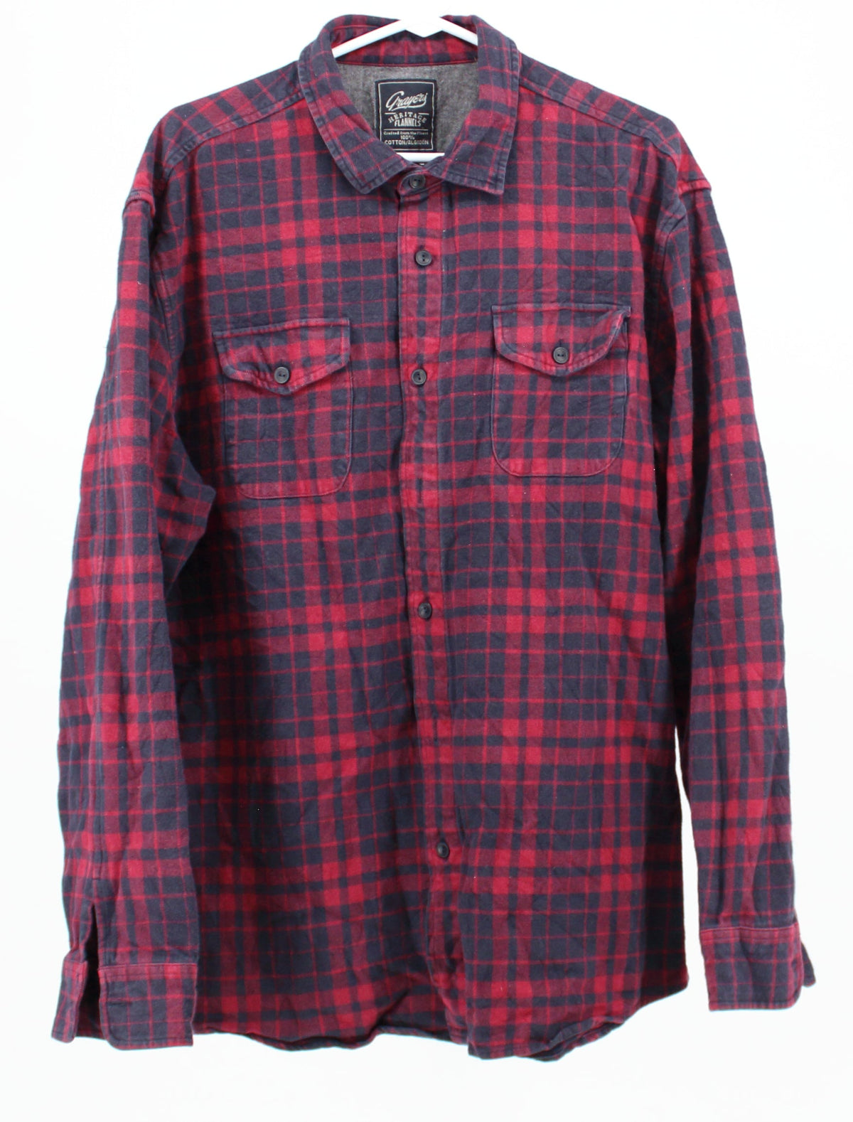 Grayer's Navy and Burgundy Plaid Print Flannel Shirt