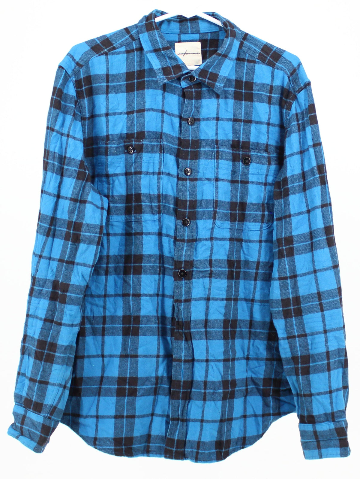 American eagle Blue and Black Plaid Print Flannel Shirt