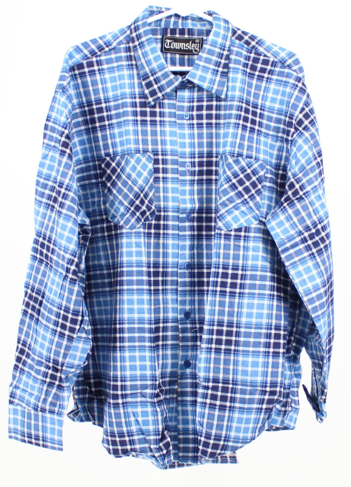 Townsley Blue Plaid Print Flannel Shirt