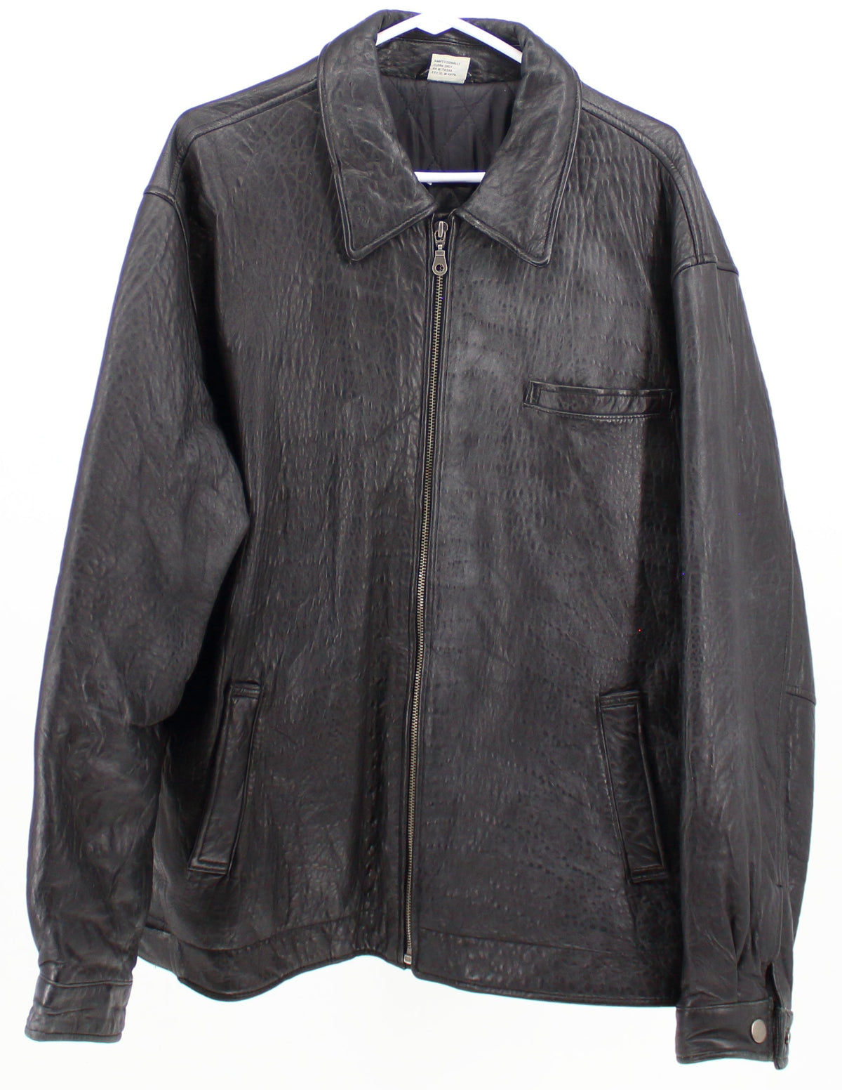 Black Textured Leather Jacket