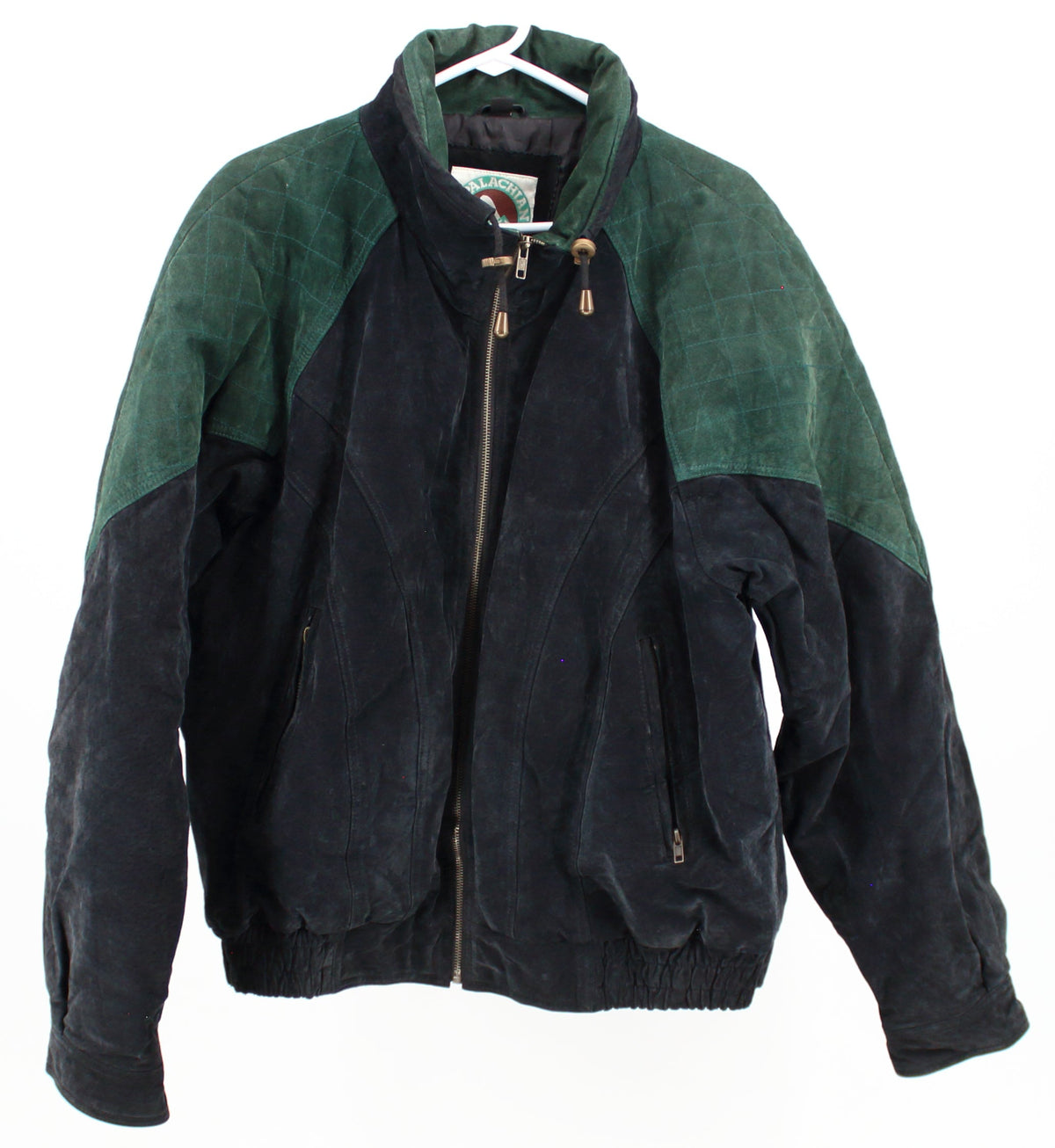 Appalachian Trail Black and Green Suede Bomber Jacket