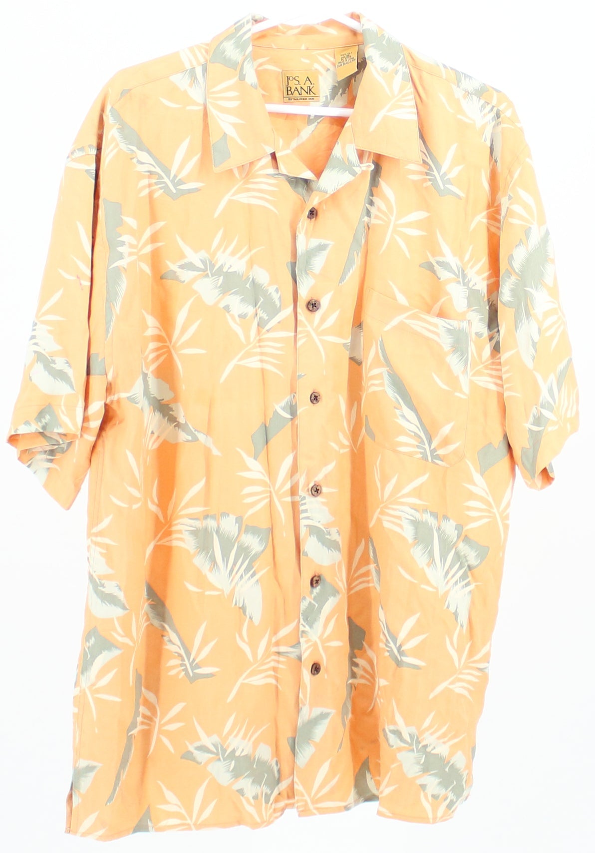 Jos. A. Bank Orange and Green Floral Print Short Sleeve Shirt