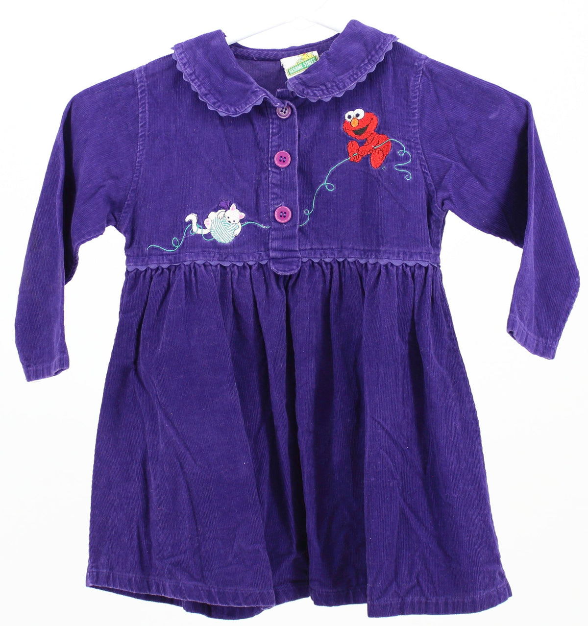 Sesame Street Purple Corduroy Embroidered Dress