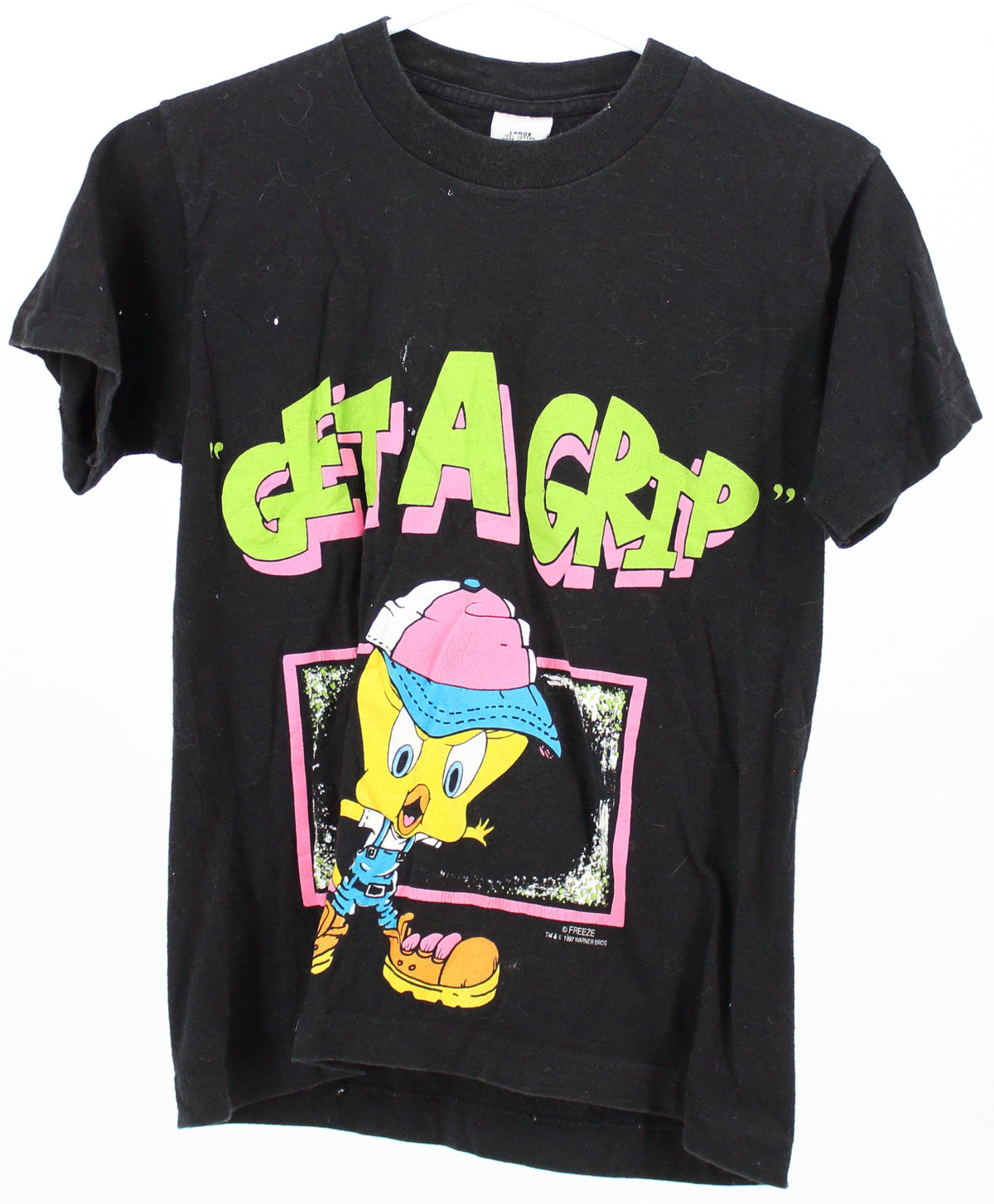 Looney Tunes Get A Grip Silk Print Black T-Shirt